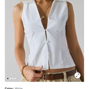 Urban Outfitters Party Girl Cotton Blend Button-Down White Sleeveless Top SizeXL